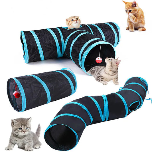 Foldable Cat Tunnel Toy with Crinkle Paper, Breathable and Indoor-Friendly